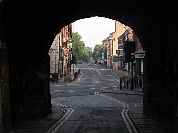 Looking through Bootham Bar towards Bootham.