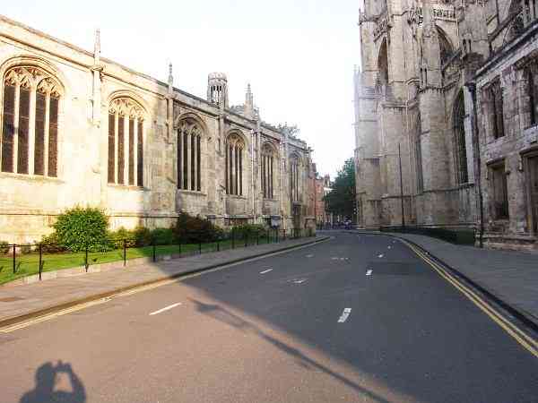 Looking past the Minster towards Duncombe Place and Bootham Bar..